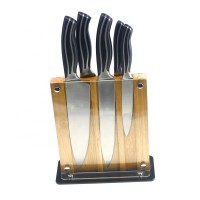 6pcs high quality ABS handle stainless steel knife set with glass stand