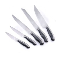 5pcs check pattern coating handle stainless steel kitchen knife set