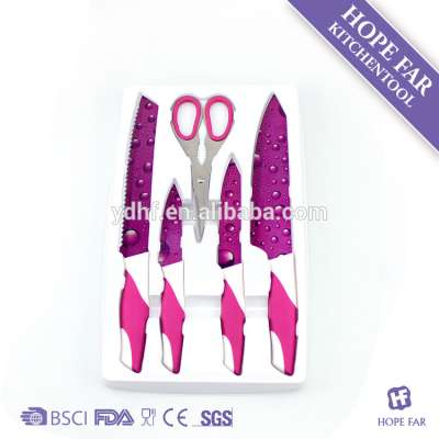 1100005 5pcs stainless steel non-stick knife and ceramic peeler non-stick coating knife set carving knives