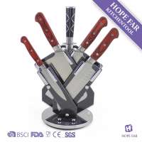 SK227 High quality 6pcs wooden handle stainless steel  knife set with acrylic stand