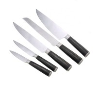 1100122 6pcs professional wooden block pakkawood handle stainless steel kitchen knife set